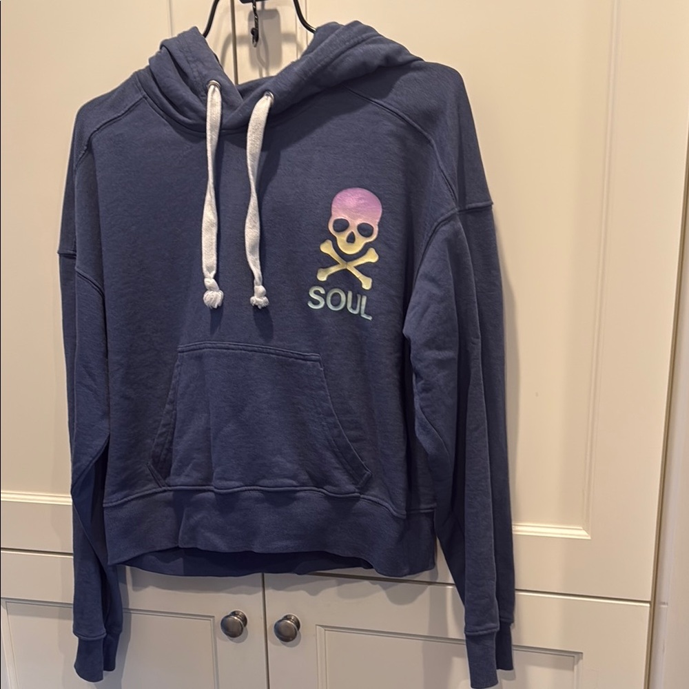 Women’s Soul Cycle Cropped Hoodie, Indigo Blue Sz small